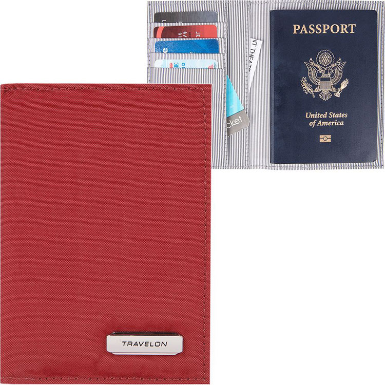 《TRAVELON》兩折式護照夾(紅) | RFID防盜 護照保護套 護照包 多功能收納包