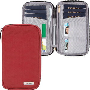 《TRAVELON》多功能旅遊護照包(玫瑰紅) | RFID防盜 護照保護套 護照包 多功能收納包
