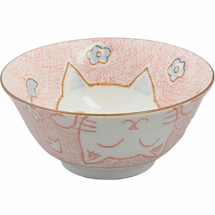 《Tokyo Design》瓷製餐碗(塗鴉貓紅15cm) | 飯碗 湯碗