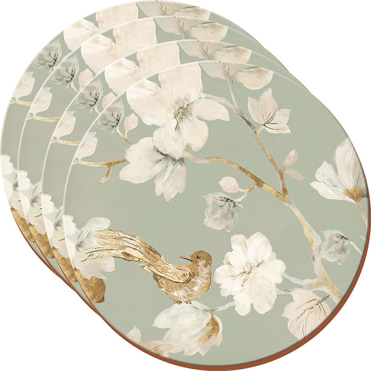 《CreativeTops》軟木圓餐墊4入(鳥語29cm) | 桌墊 杯墊