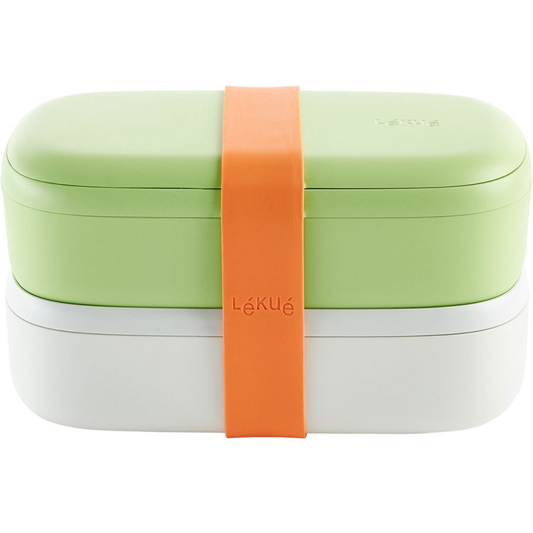 《LEKUE》可微波便當盒組(綠白500ml) | 環保餐盒 保鮮盒 午餐盒 飯盒