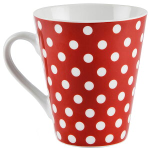 《EXCELSA》瓷製馬克杯(圓點紅400ml) | 水杯 茶杯 咖啡杯