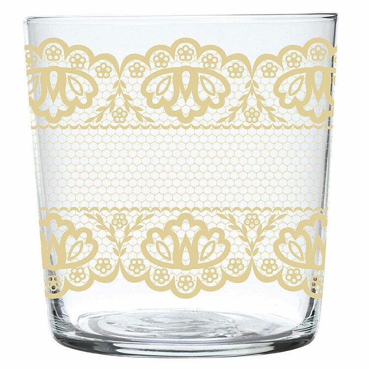 《EXCELSA》寬口玻璃杯(黃蕾絲370ml) | 水杯 茶杯 咖啡杯