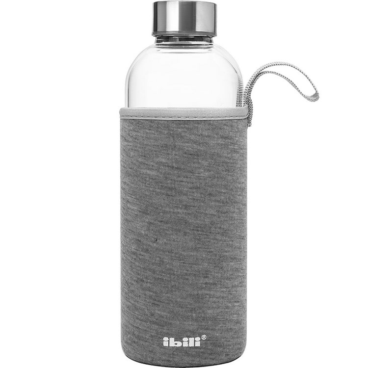 《IBILI》附套玻璃水壺(灰550ml) | 水壺 冷水瓶 隨行杯 環保杯