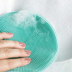《NOW》雙面矽膠清潔刷(湖水綠) | 菜瓜布 洗碗刷 餐具刷