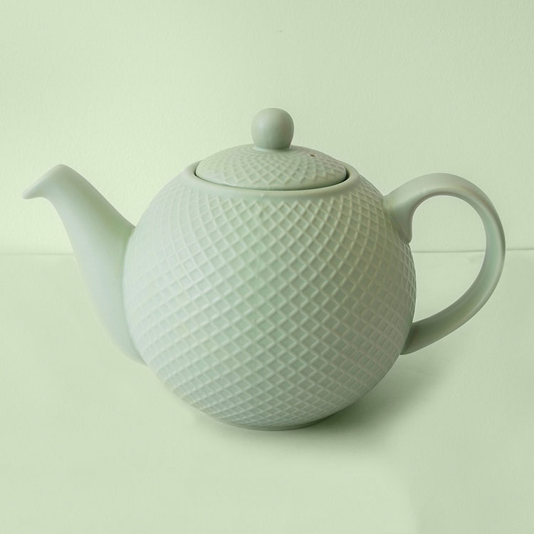 《London Pottery》Globe陶製茶壺(格紋綠900ml) | 泡茶 下午茶 茶具【領券滿額再折千9/30止】