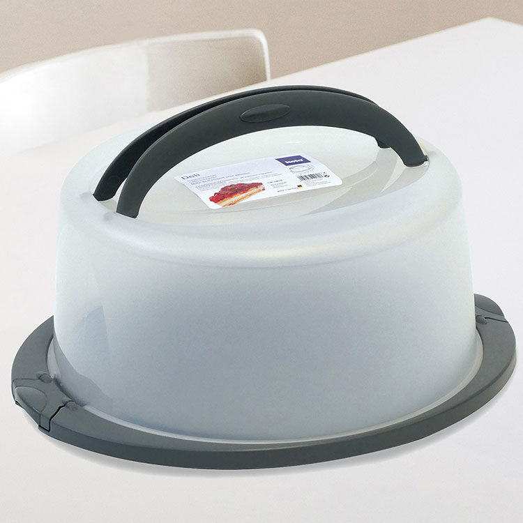 《KELA》圓形提蓋蛋糕收納盒(灰33cm) | 保鮮盒