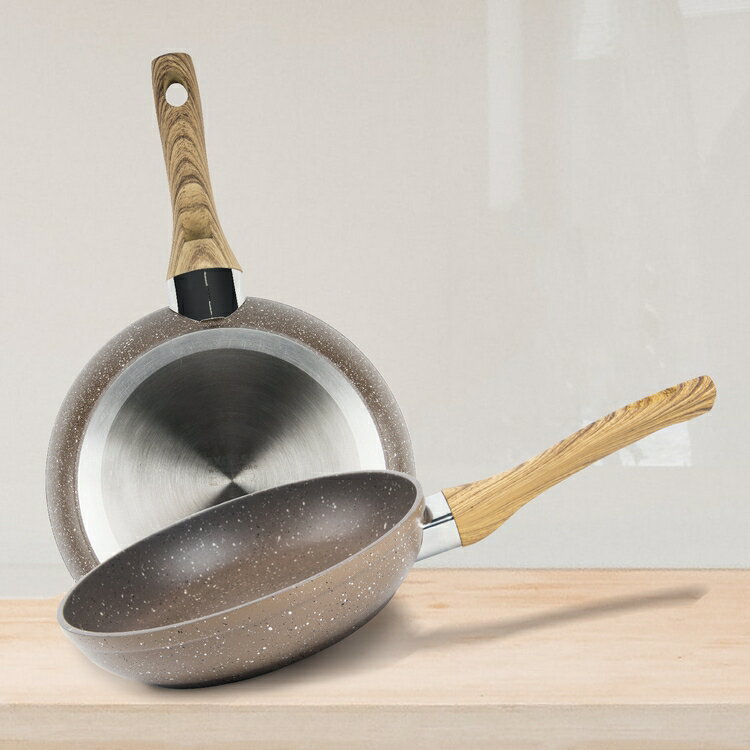 《EXCELSA》Wood&Stone石紋不沾平底鍋(20cm) | 平煎鍋
