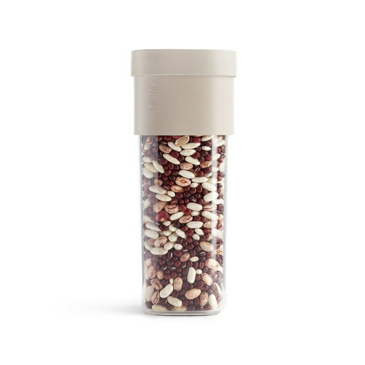 《LEKUE》雙容量義大利麵密封收納罐(燕麥棕1.35L) | 保鮮罐 咖啡罐 收納罐 零食罐 儲物罐