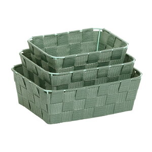 《KELA》Alvaro長方編織收納籃3件(莫蘭迪綠) | 整理籃 置物籃 儲物箱