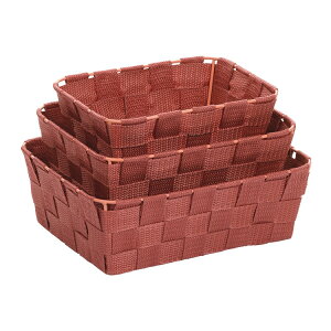 《KELA》Alvaro長方編織收納籃3件(磚紅) | 整理籃 置物籃 儲物箱