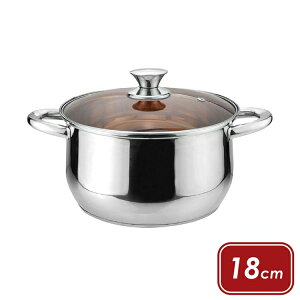 《MUHLER》附蓋不鏽鋼雙耳湯鍋(棕18cm) | 醬汁鍋 煮醬鍋 牛奶鍋