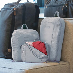 《TRAVELON》網格衣物收納袋3件(灰藍) | 收納袋 旅行袋 防塵袋