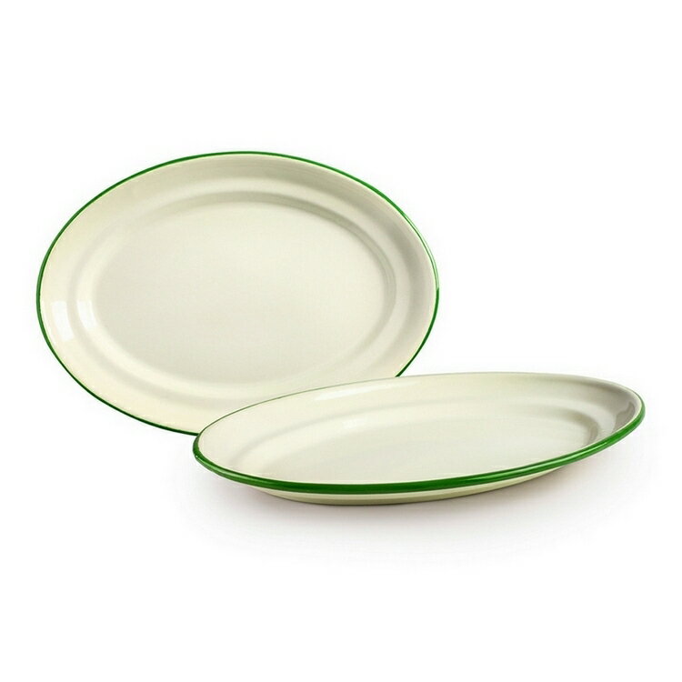 《ibili》橢圓琺瑯餐盤(米綠30cm) | 餐具 器皿 盤子