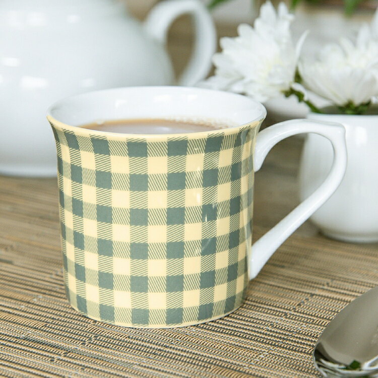 《KitchenCraft》骨瓷馬克杯(鄉村格紋250ml) | 水杯 茶杯 咖啡杯