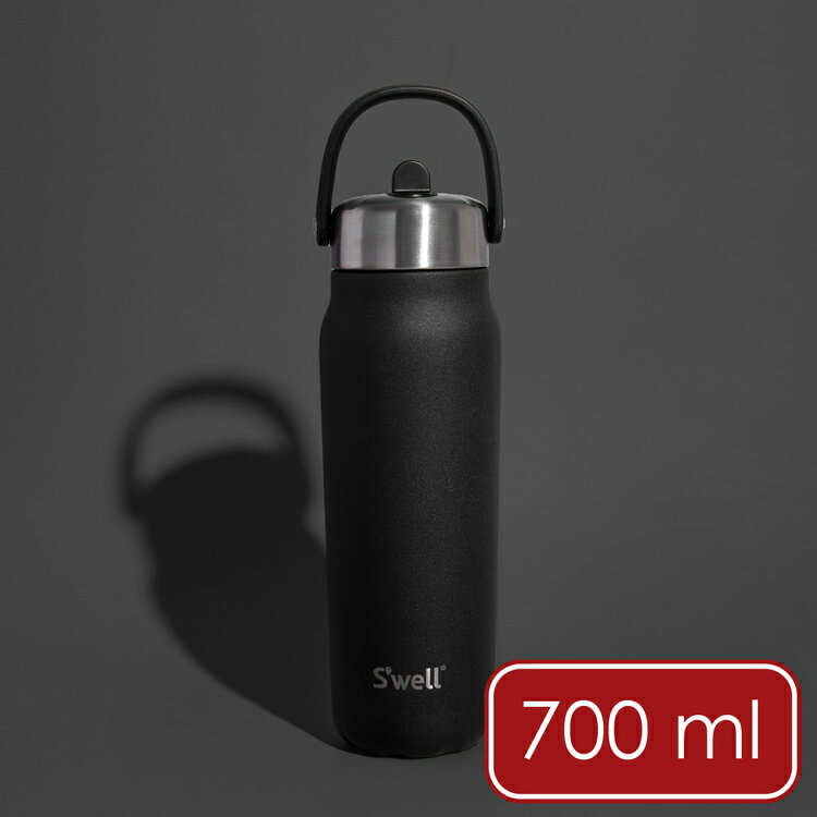 《S'well》Explorer不鏽鋼吸管保溫瓶(曜石黑700ml) | 保溫杯 保冷保冰杯 運動水壺 手搖飲 環保杯 便攜杯 咖啡杯 隨行杯 手提提把