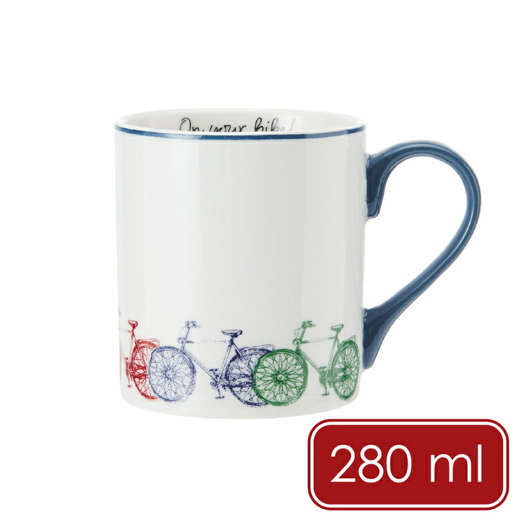 《Mikasa》瓷製馬克杯(彩色單車280ml) | 茶杯 咖啡杯 陶瓷杯 自行車圖案 手繪風格