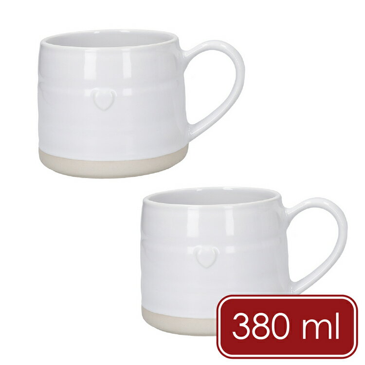 《Mikasa》Farmhouse石陶馬克杯2入(愛心浮雕380ml) | 水杯 茶杯 咖啡杯