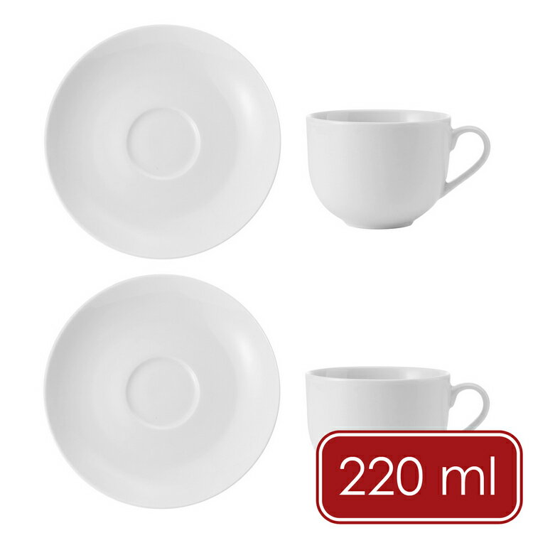 《Mikasa》Chalk白瓷杯碟組2入(白220ml) | 咖啡杯 下午茶杯 英式午茶 杯盤 茶杯 茶碟
