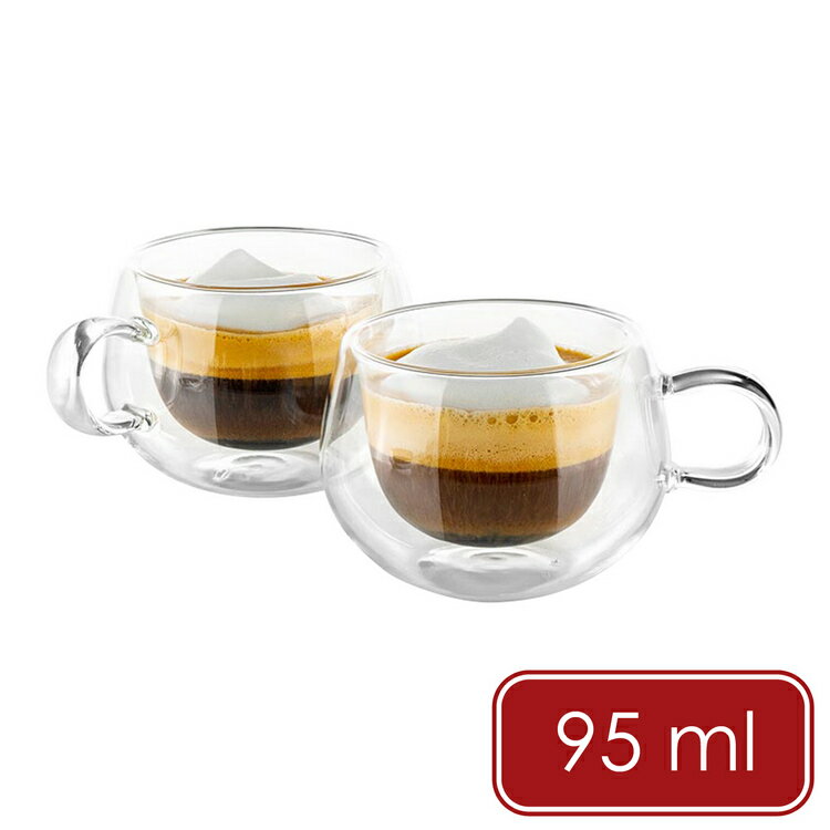 《Luigi Ferrero》Coffeina雙層玻璃濃縮咖啡馬克杯2入(95ml) | 雙層隔熱杯 義式咖啡杯 午茶杯