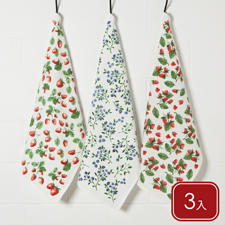 《NOW》純棉擦拭布3入(莓莓總匯76x51cm) | 廚房抹布 清潔布 擦拭布 茶巾