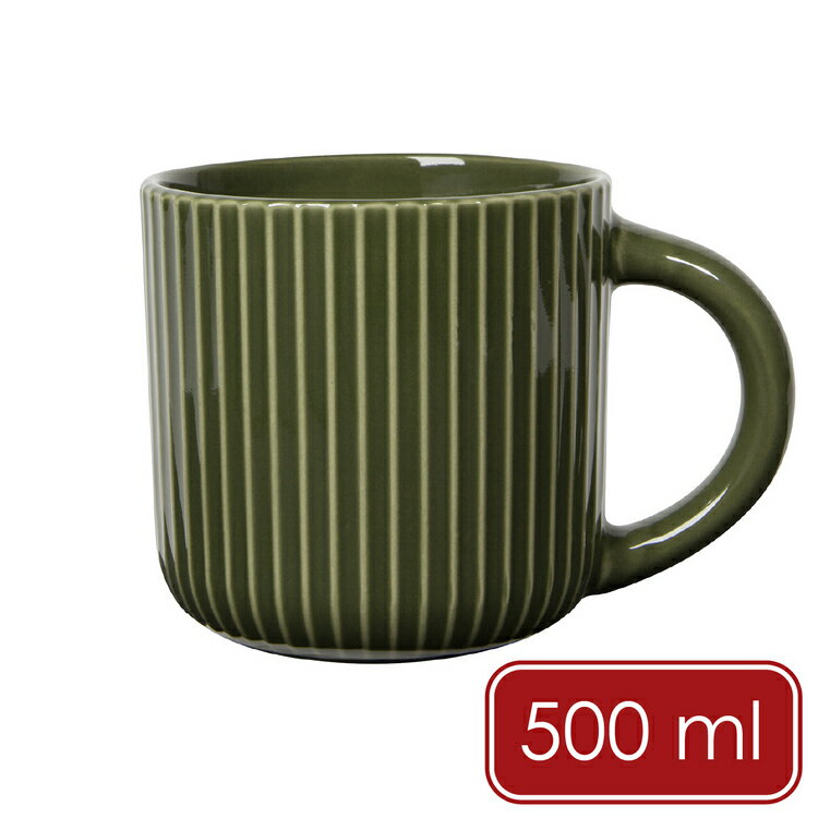 《danica》Heirloom豎紋石陶馬克杯(深抹茶500ml) | 水杯 咖啡杯 拿鐵杯
