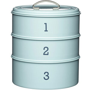 《KitchenCraft》復古三層點心密封罐(藍) | 保鮮盒