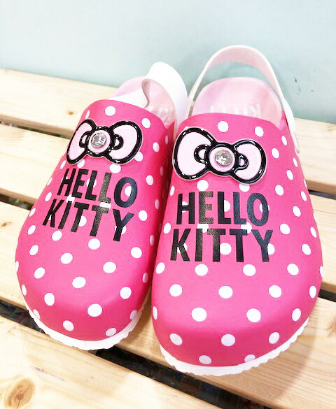 【震撼精品百貨】Hello Kitty 凱蒂貓 臺灣製Hello kitty正版兒童勃肯懶人拖鞋-蝴蝶結桃(16 22號) 震撼日式精品百貨