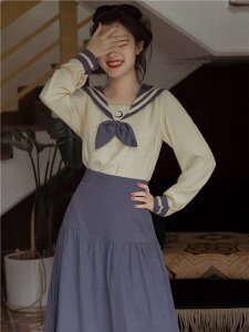 青春活力甜美少女水手服海軍領學院風jk制服大學生班服兩件套裝裙
