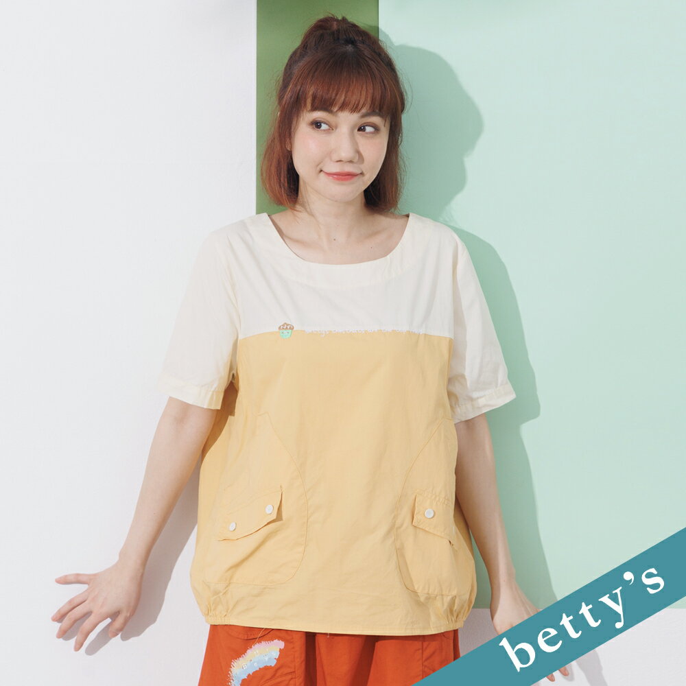 betty’s貝蒂思 造型口袋印花拼接上衣(黃色)