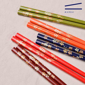【Kawai】日本製天然竹筷-燙金花款(共5雙)