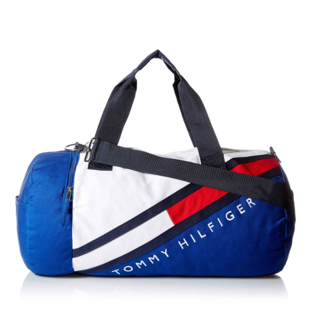Tommy Hilfiger 旅行袋 運動包 大款 波士頓包 帆布包 籃球包 側背包 T44874 藍/白色 (現貨)▶指定Outlet商品5折起☆現貨