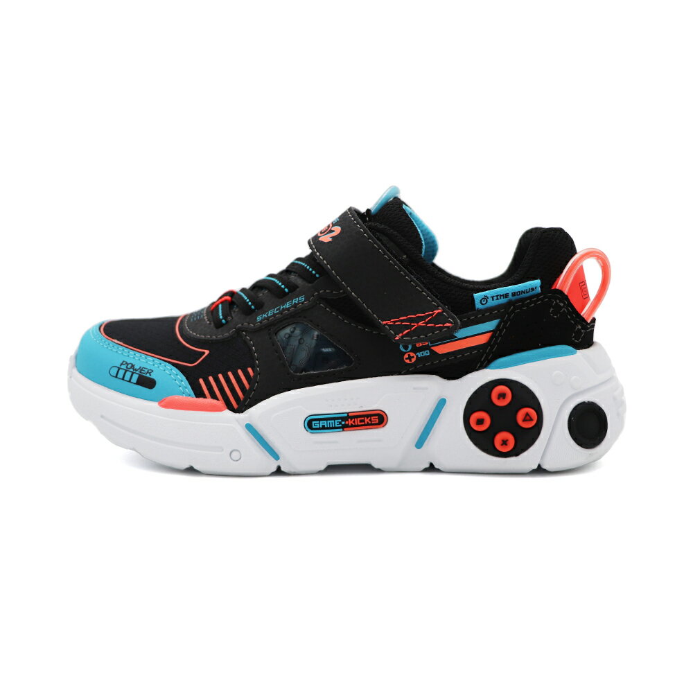 SKECHERS GAME-KICKS 魔鬼氈 運動鞋 中大童鞋 黑 S1248 (402270LBKMT)