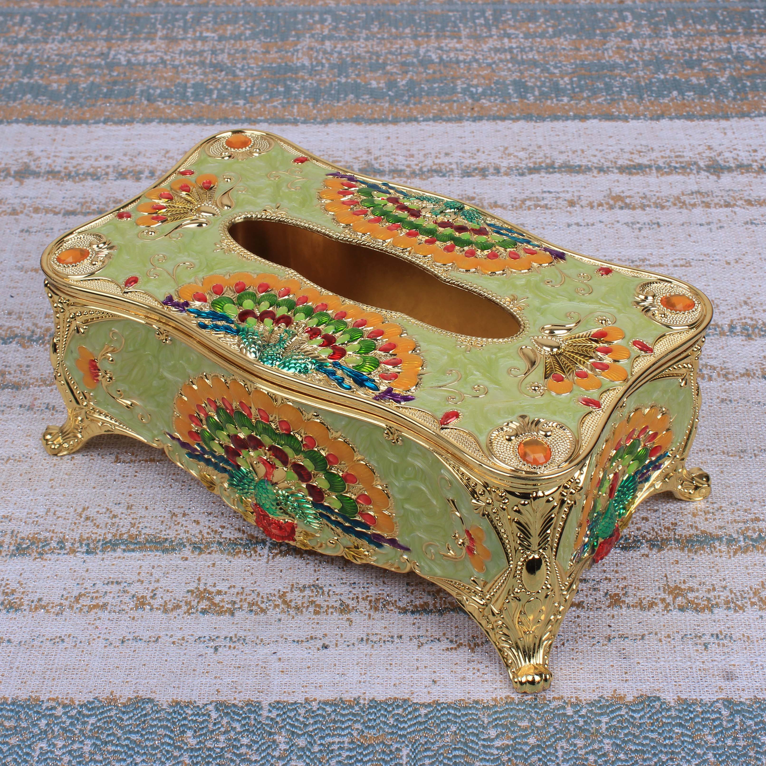 歐式金屬紙巾盒田園創意客廳餐巾抽紙盒復古典高檔大號家用紙抽盒