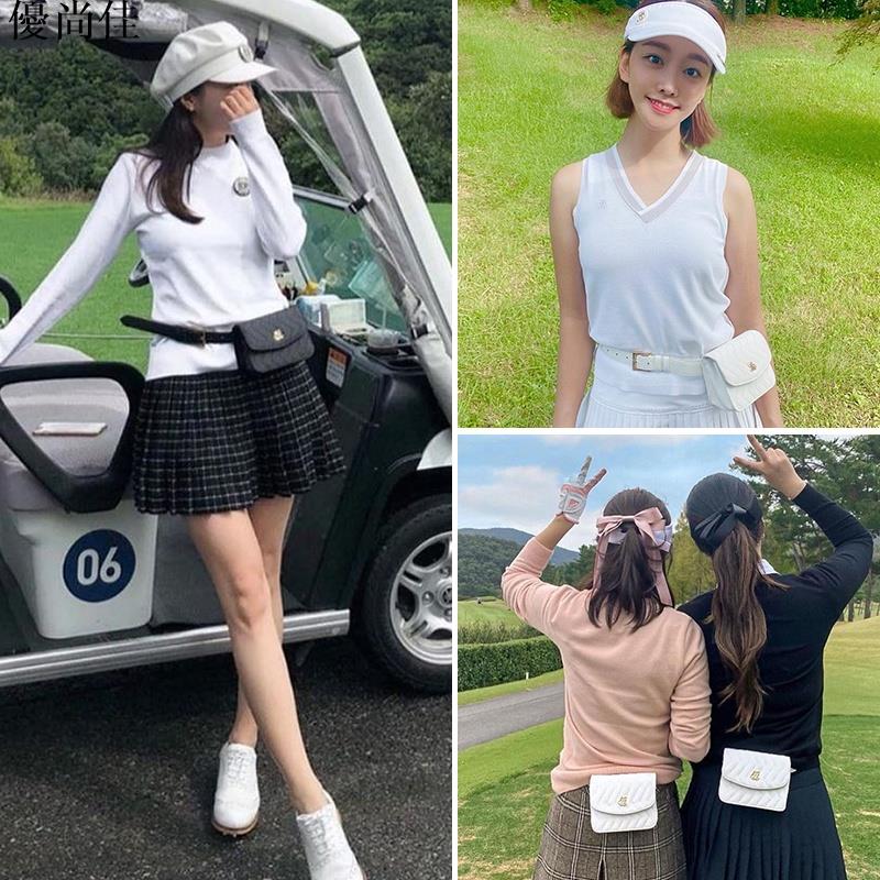 高爾夫腰包 高爾夫小球包 高爾夫球腰包 韓國高爾夫服裝女裝時尚高爾夫球包腰包高爾夫腰帶女生皮帶兩件套