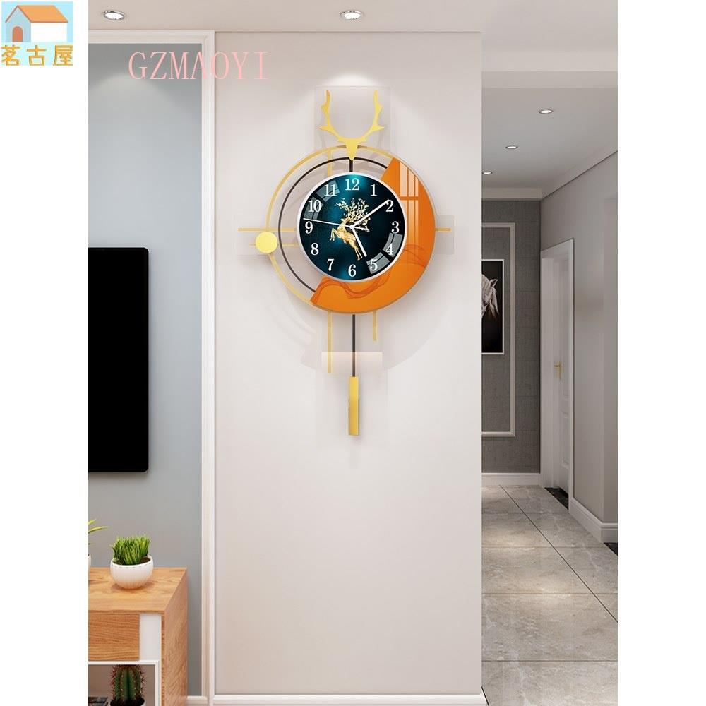2022 掛鐘客廳家用時尚個性創意靜音鐘錶現代簡約鹿頭裝飾時鐘