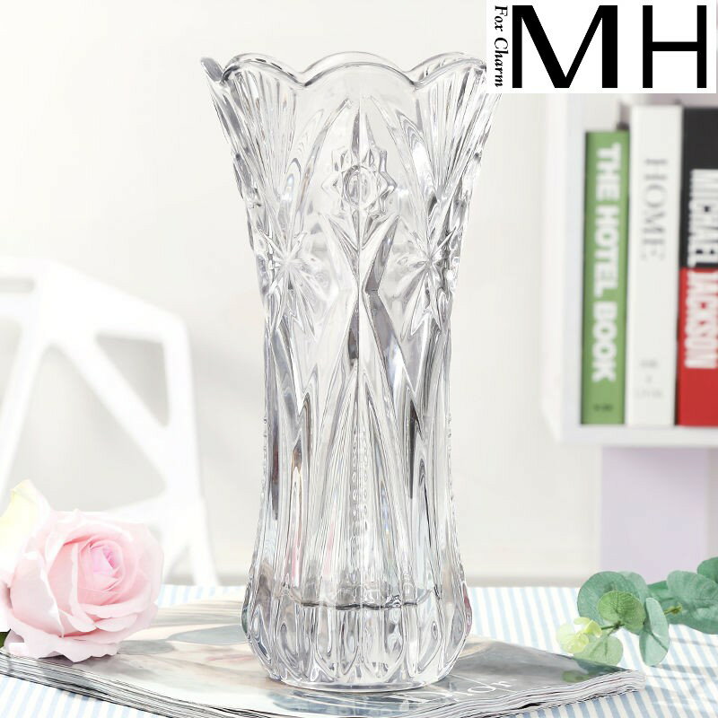 富貴竹百合透明玻璃花瓶擺件插花餐廳客廳現代歐式簡約水培花瓶