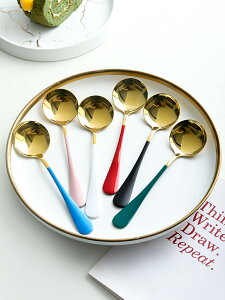 北歐網紅西瓜勺子創意可愛不銹鋼湯勺家用長柄兒童吃飯湯匙甜品勺