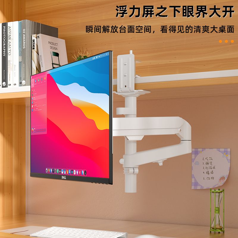 顯示器支架 電腦支架 可旋轉支架 平板支架 可倒掛宿舍書櫃顯示器支架單雙屏17-32英寸電腦掛架加高氣壓旋轉