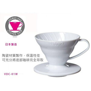 【沐湛咖啡】HARIO VDC-01W/VDC-02W 陶瓷錐形濾杯 附咖啡匙 1-2人/ 2-4人（白色）手沖濾器