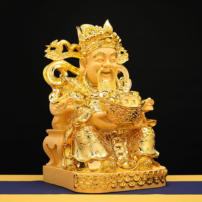 沙金文財神爺佛像招財進寶財神擺件大號金財神家居擺設供奉工藝品| 協貿