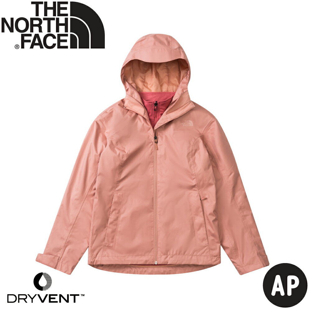 【The North Face 女 DV防水兩件式刷毛外套 AP《玫粉》】7WAI/防風外套/連帽外套/衝鋒衣/風雨衣