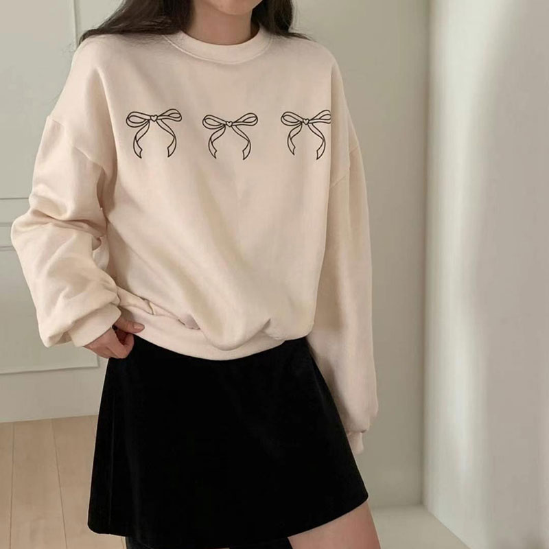 ANNAS 正韓蝴蝶結衛衣 長袖大學T 網紅穿搭 韓國蝴蝶結T 緞帶 小蝴蝶結 3