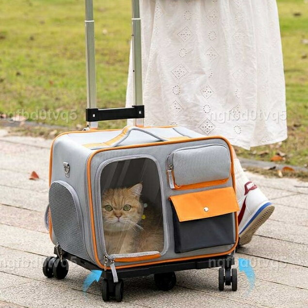 寵物拉桿箱 貓包 貓咪行李箱 貓咪小推車 寵物外出推車 外出便攜 透明大號 狗狗太空艙