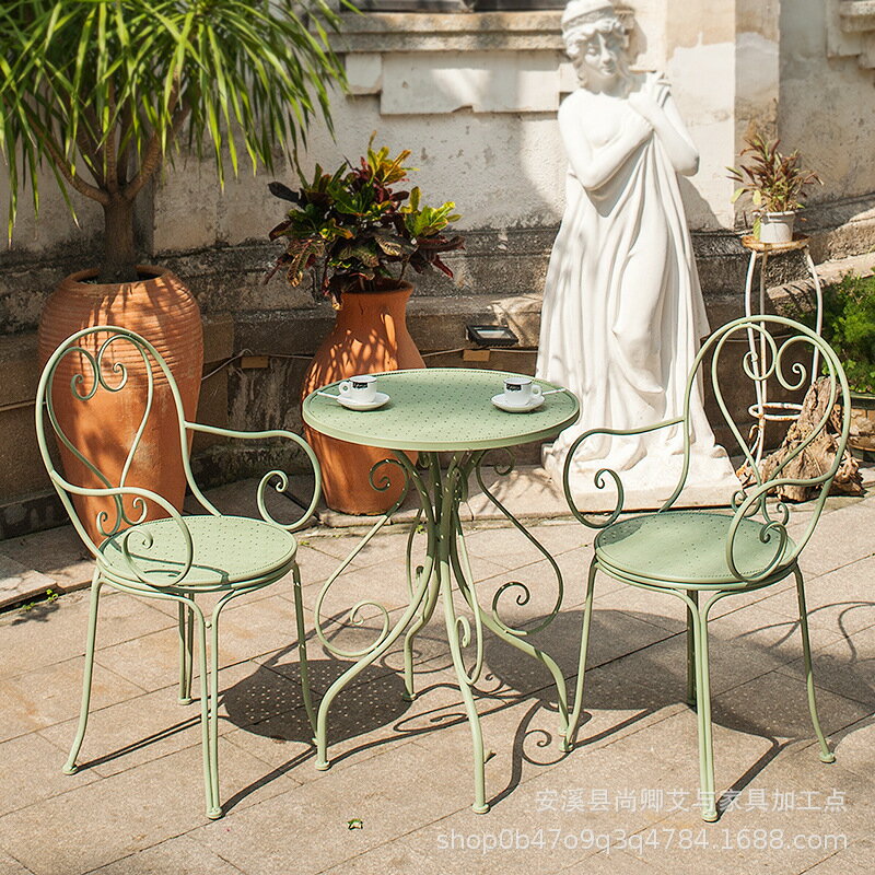 桌椅三件套鐵藝戶外庭院花園陽台露台休閒組合咖啡廳奶茶店陽台椅