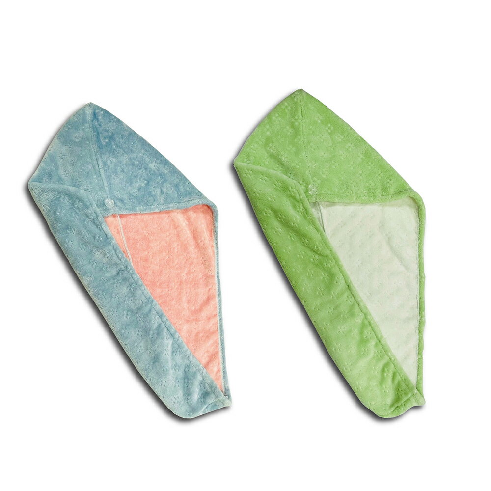 水摩爾 WATER MORE沁柔淨雅 量子遠紅外線乾髮毛巾 2條-厚磅雙層珊瑚絨巾 高吸水法式包頭巾設計 SGS檢測無螢光劑無甲醛 透氣快乾 護髮乾髮帽