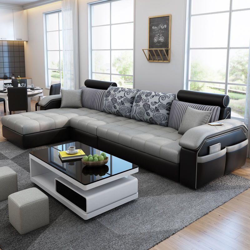 現代簡約布藝沙發中小戶型家用三人位客廳組合整裝家具科技布沙發