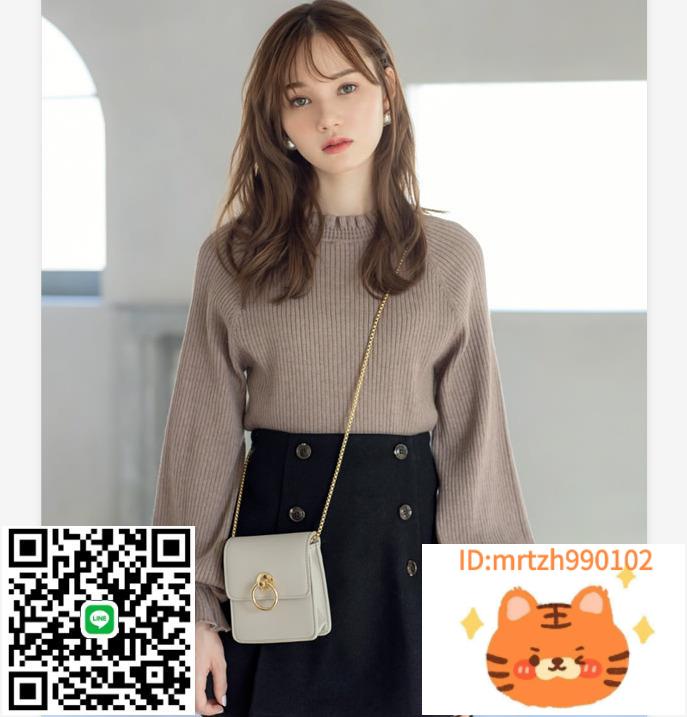 日本代購GRL女裝2024秋季新款甜美淑女褶邊低領糖果袖針織衫-時尚精品
