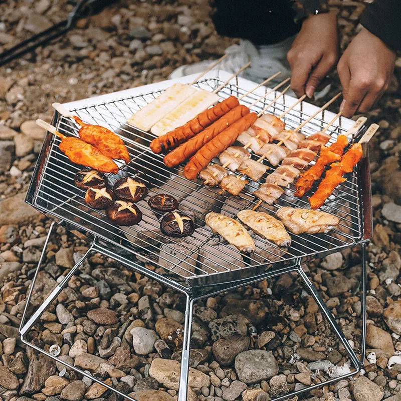 燒烤爐 戶外燒烤爐可折疊便攜不銹鋼燒烤架野外野營裝備烤肉架燒烤工具