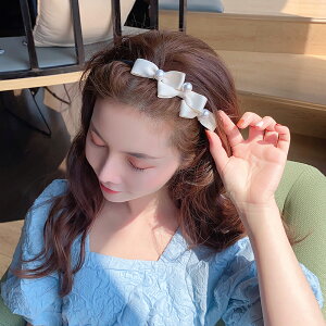 韓國珍珠蝴蝶結發卡發箍女百搭外出復古法式頭箍網紅新款頭飾